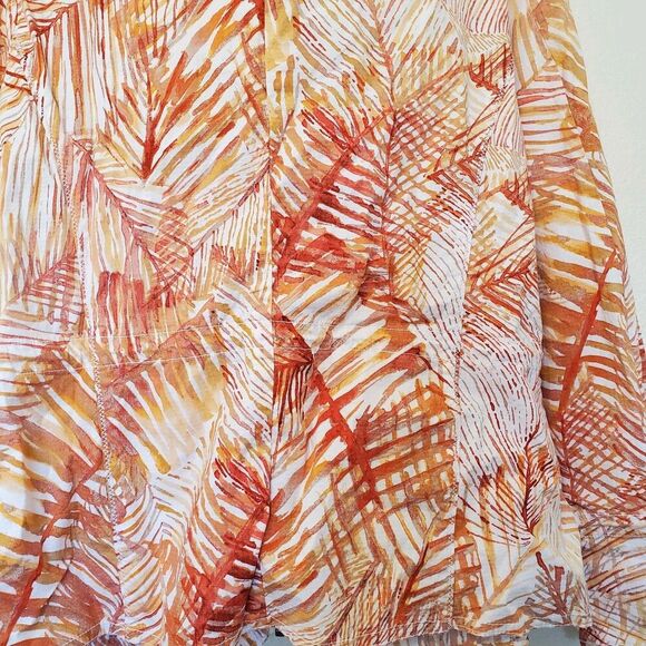 Chicos 3 Womens Sz XL/16 Orange Leaf Tropical Palm Full Zip Lightweight Jacket - Picture 16 of 16